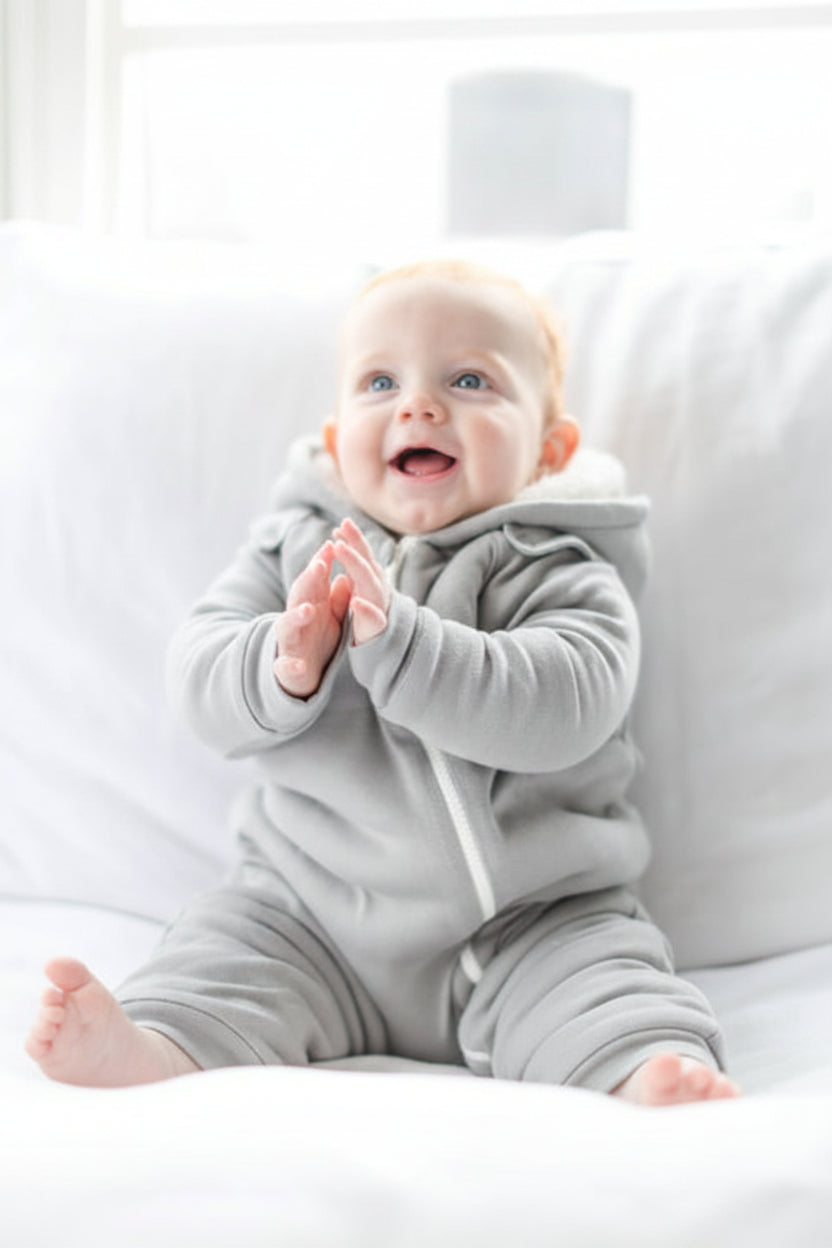 Smart Cuddly Jumpsuit + Bib - Gray